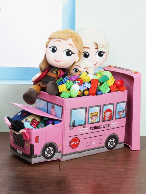 

Pokory Pink Foldable Bus-Shaped Toy Storage box With Lid