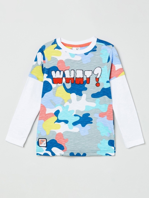 

max Boys Grey Blue Camouflage Printed Pure Cotton T-shirt