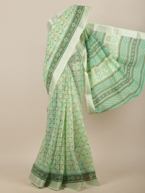 

Pothys Green & Sea Green Geometric Printed Saree