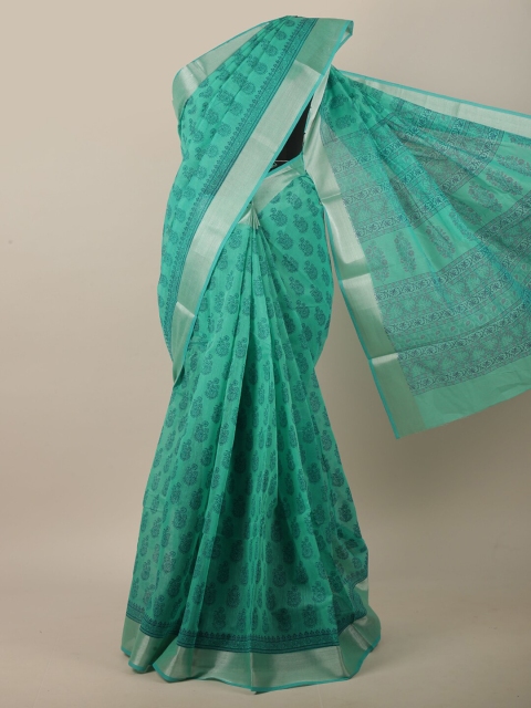 

Pothys Green & Blue Ethnic Motifs Printed Saree