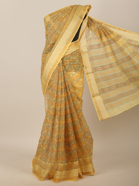 

Pothys Yellow & Green Floral Printed Saree