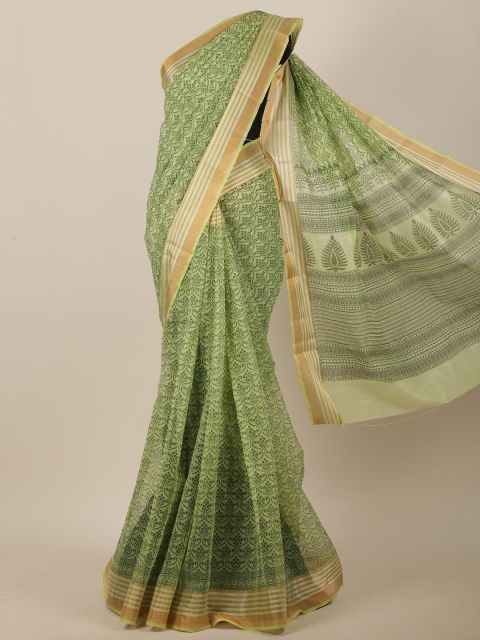 

Pothys Green & Gold-Coloured Ethnic Motifs Printed Saree