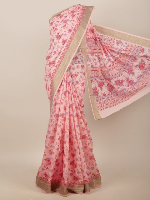

Pothys Pink & Purple Floral Printed Saree