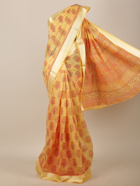

Pothys Yellow & Pink Ethnic Motifs Printed Saree