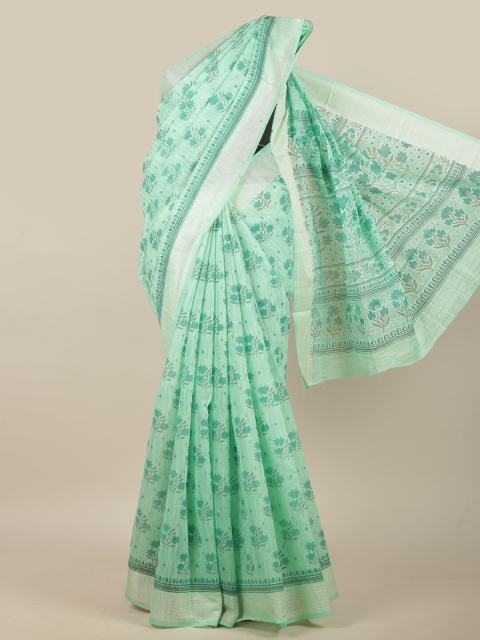 

Pothys Green & Grey Ethnic Motifs Printed Saree