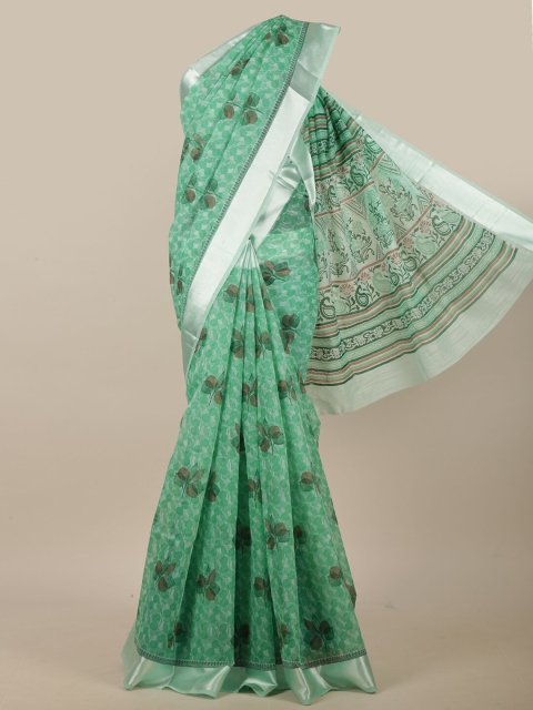 

Pothys Green & Brown Ethnic Motifs Printed Saree