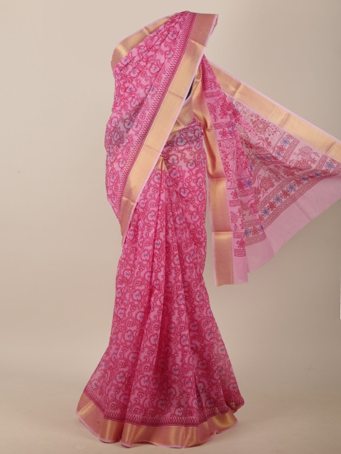 

Pothys Pink & Purple Floral Printed Saree