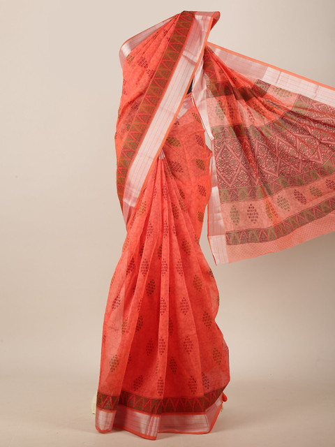 

Pothys Coral & Red Floral Printed Saree