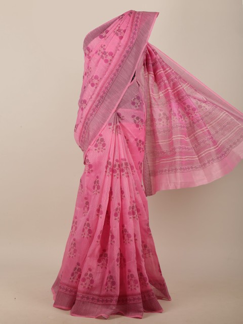 

Pothys Pink & Purple Floral Printed Saree