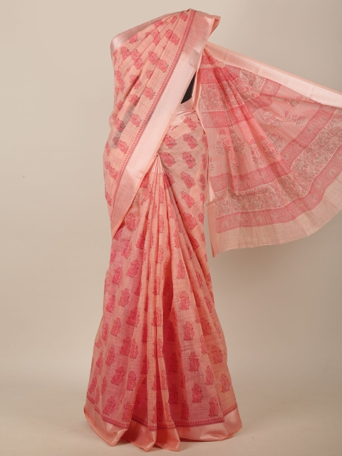 

Pothys Pink & Coral Paisley Printed Saree