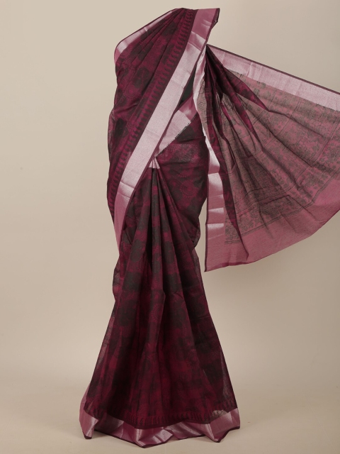 

Pothys Burgundy & Black Ethnic Motifs Printed Saree