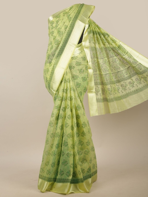 

Pothys Green & Gold-Coloured Ethnic Motifs Printed Saree
