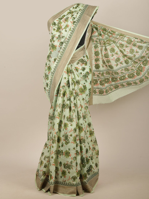 

Pothys Green & Pink Floral Printed Saree