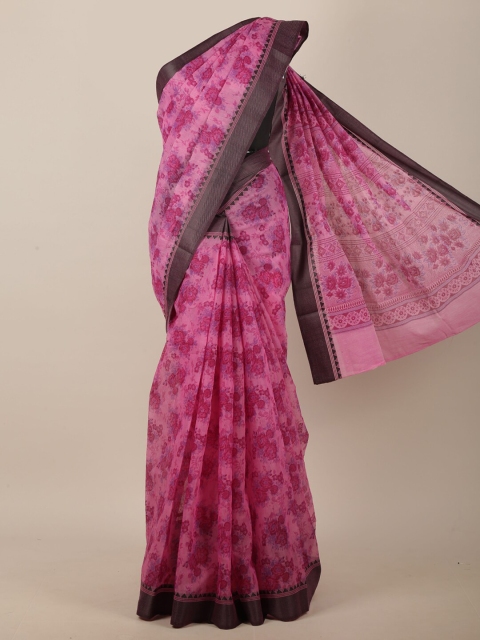 

Pothys Pink & Lavender Floral Printed Saree