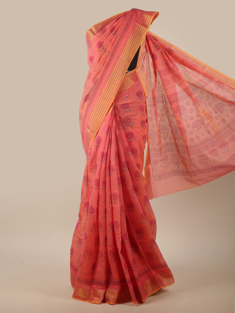 

Pothys Pink & Gold-Coloured Ethnic Motifs Printed Saree