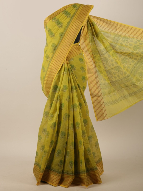 

Pothys Green & Gold-Coloured Ethnic Motifs Printed Saree