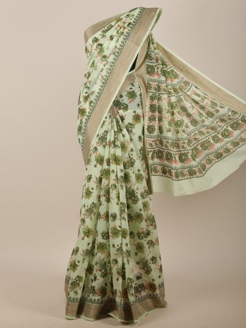 

Pothys Green & Red Floral Printed Saree