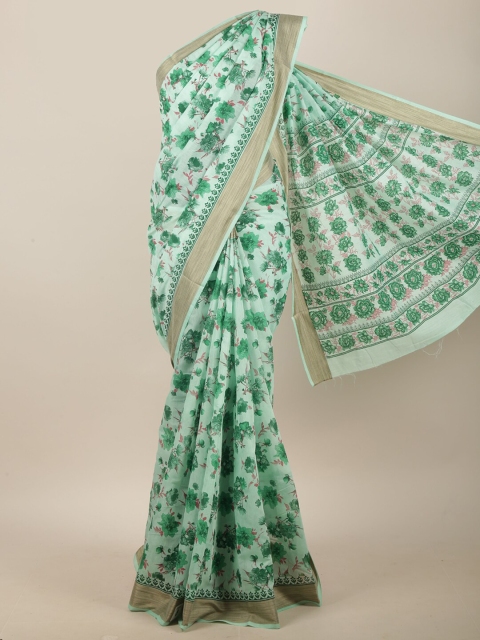 

Pothys Green & Pink Floral Printed Saree