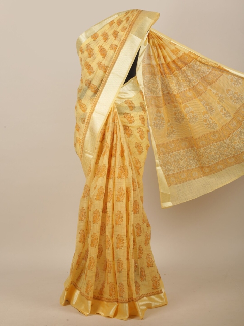 

Pothys Yellow Ethnic Motifs Printed Saree