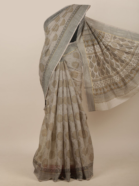

Pothys Grey & Brown Ethnic Motifs Printed Saree