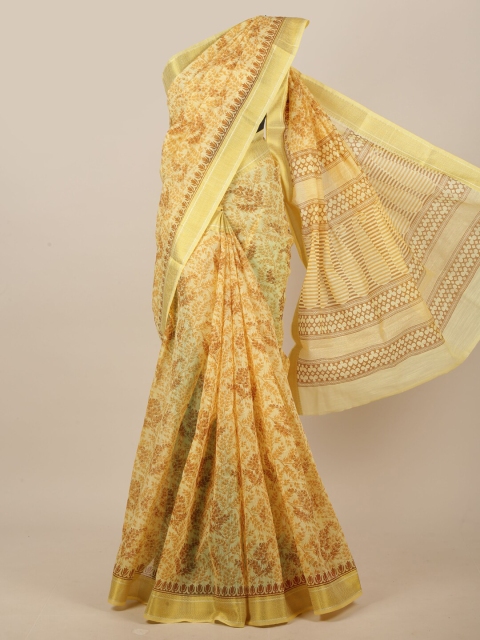 

Pothys Yellow & Brown Floral Printed Saree