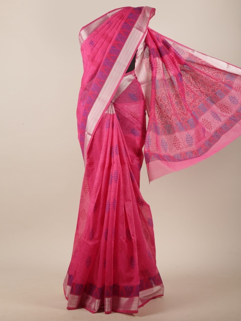 

Pothys Pink & Blue Ethnic Motifs Printed Saree