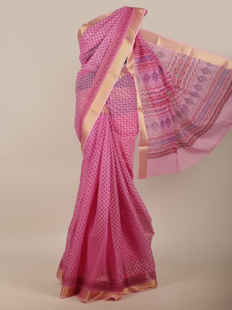 

Pothys Pink & Maroon Ethnic Motifs Printed Saree
