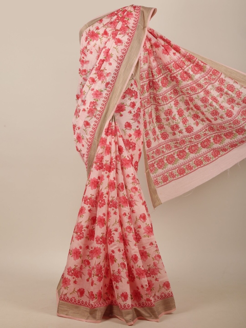 

Pothys Pink & Fuchsia Floral Printed Saree