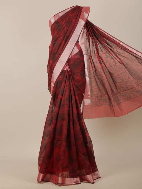 

Pothys Maroon & Black Floral Printed Saree
