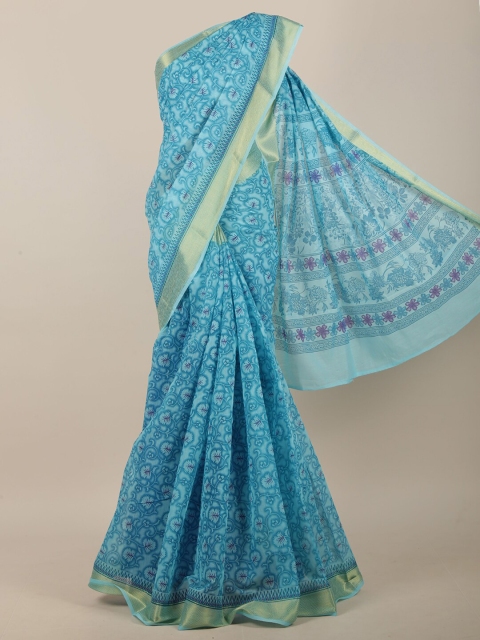 

Pothys Blue & Purple Floral Printed Saree