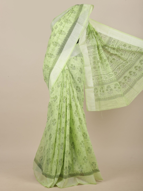 

Pothys Green & White Ethnic Motifs Printed Saree