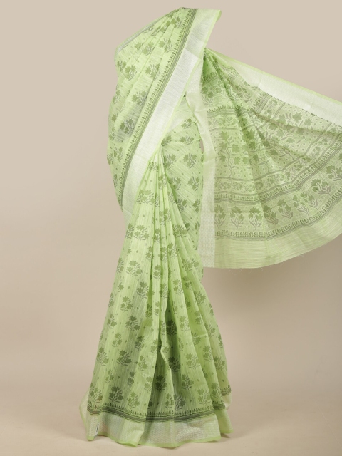 

Pothys Green & White Ethnic Motifs Printed Saree