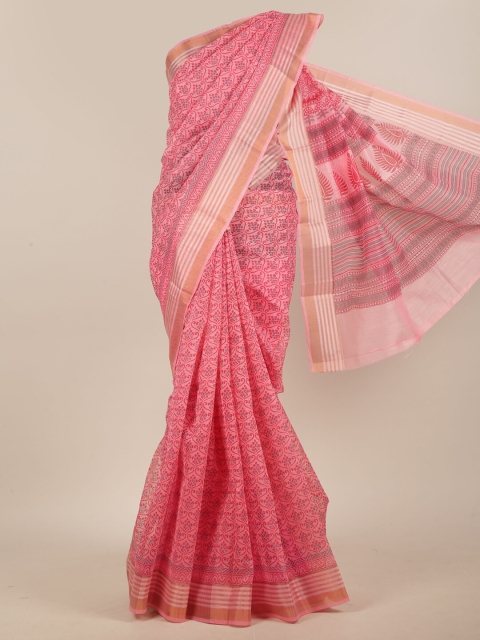 

Pothys Pink & Grey Ethnic Motifs Printed Saree