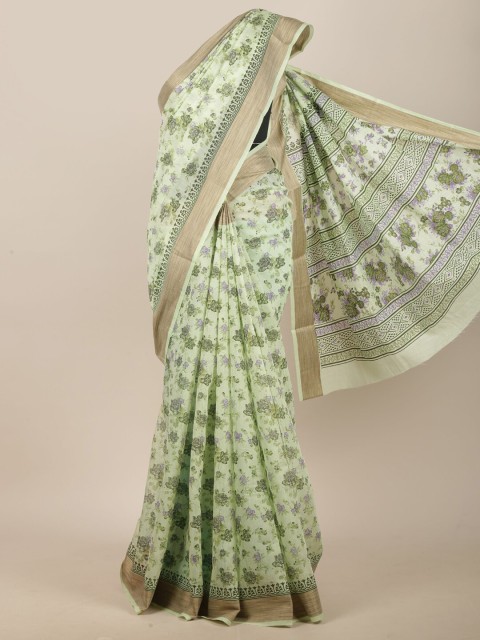 

Pothys Green & Purple Floral Printed Saree