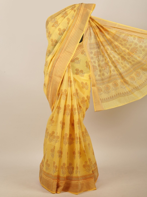 

Pothys Yellow & Beige Ethnic Motifs Printed Saree