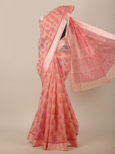 

Pothys Pink & Grey Ethnic Motifs Printed Saree