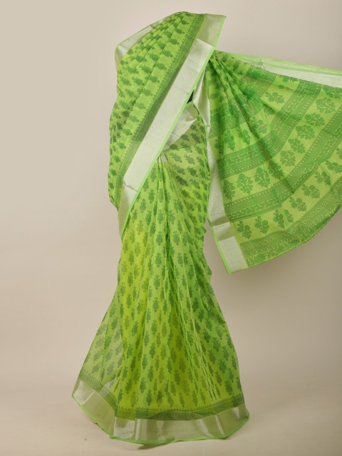 

Pothys Green & Gold-Coloured Ethnic Motifs Printed Saree