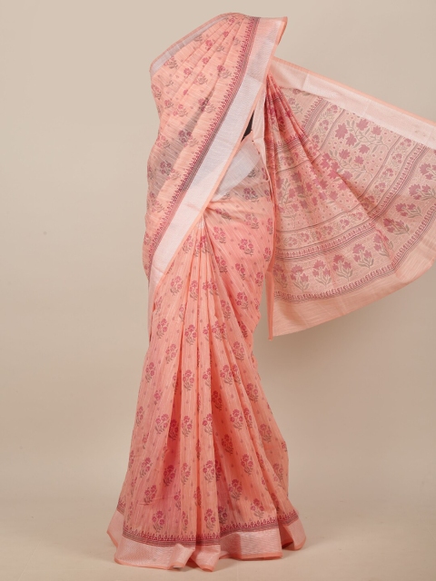 

Pothys Peach-Coloured & Pink Ethnic Motifs Printed Saree