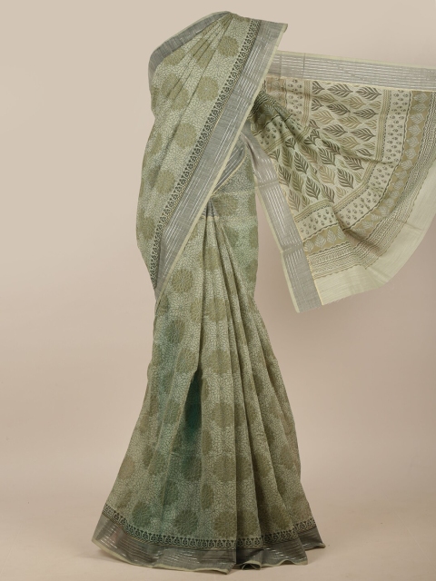 

Pothys Green & Grey Floral Printed Saree