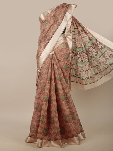 

Pothys Brown & Green Floral Printed Saree