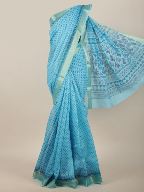 

Pothys Blue & Gold Ethnic Motifs Zari Saree