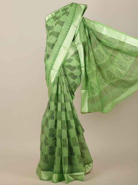 

Pothys Green & Gold Floral Zari Saree