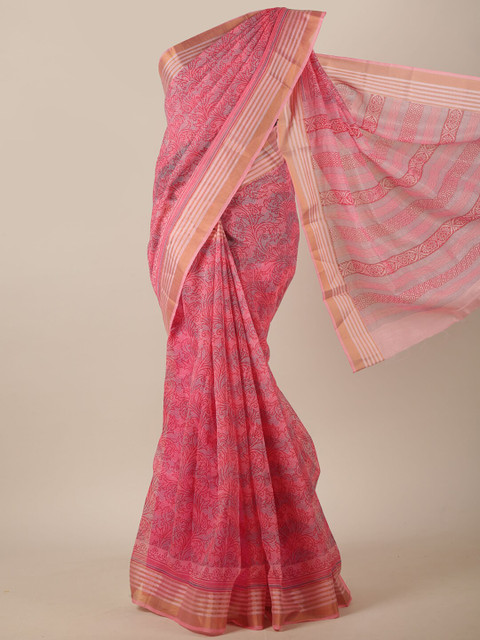 

Pothys Pink & Grey Ethnic Motifs Saree