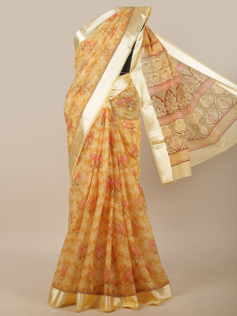 

Pothys Yellow & Red Floral Saree