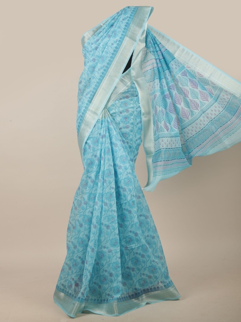 

Pothys Blue & Silver Floral Zari Saree