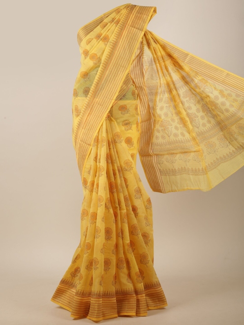 

Pothys Yellow & Brown Ethnic Motifs Saree
