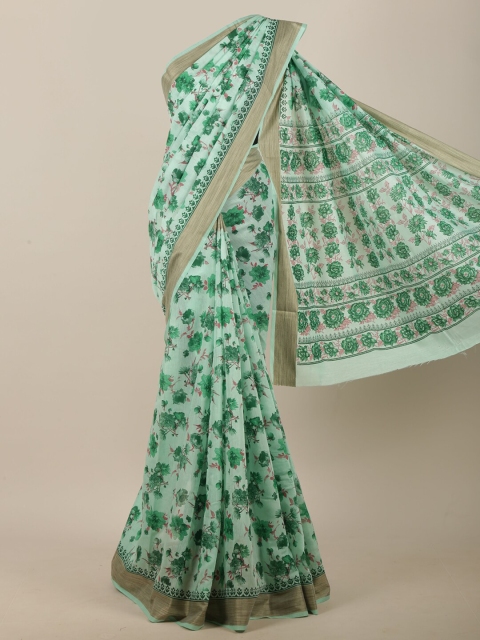 

Pothys Green & Pink Floral Saree