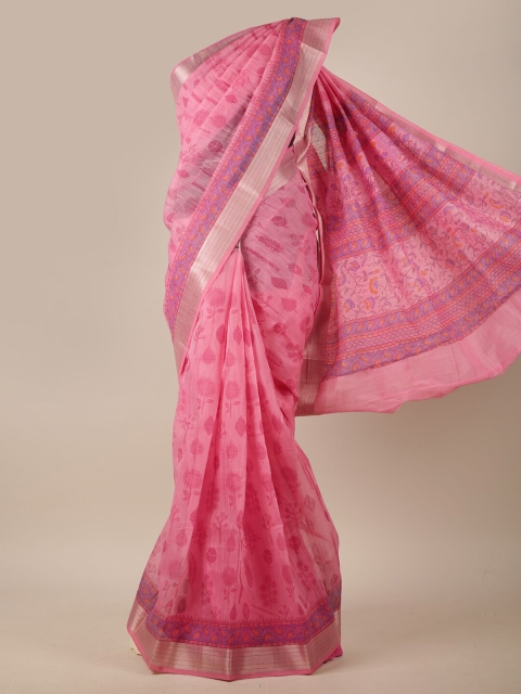 

Pothys Pink & Orange Floral Zari Saree