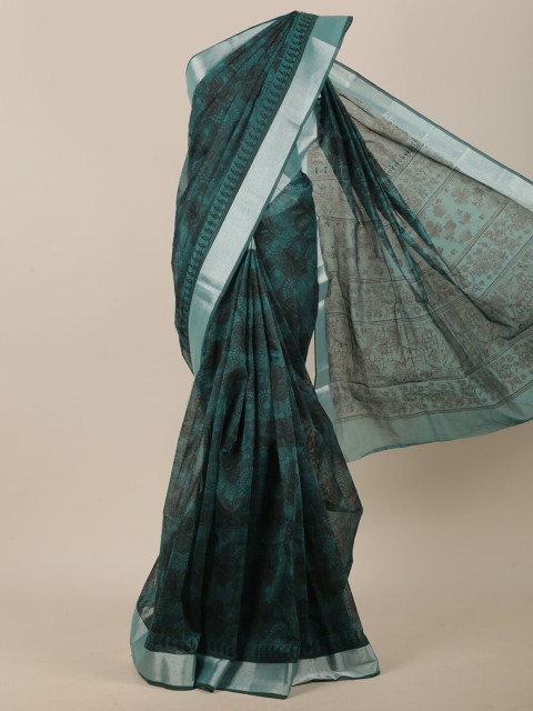 

Pothys Green & Silver Floral Zari Saree