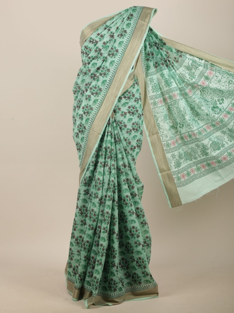 

Pothys Sea Green & Pink Floral Saree